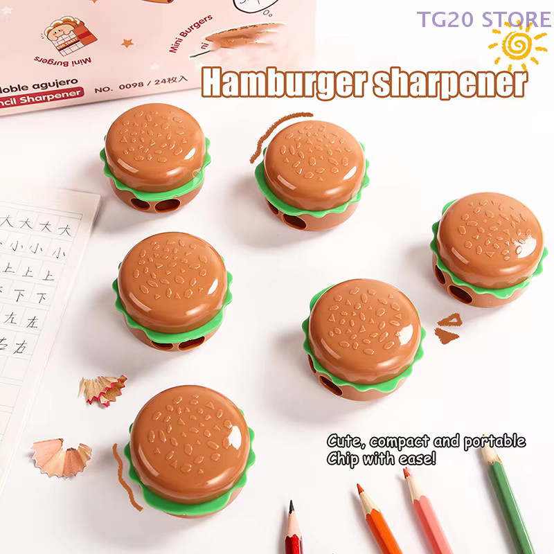 Cartoon Hamburger Bleistiftspitzer mit Doppel-Loch aus Kunststoff in Mehrfarbig - Bild 2