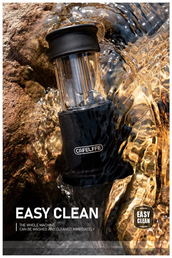Cafelffe Manuelle Espressomaschine für NS-Kapseln und gemahlenes Kaffeepulver, Schwarz, Tragbare Kaffeemaschine für Heiß und Kalt, Ideal für Camping und Wandern - Bild 4