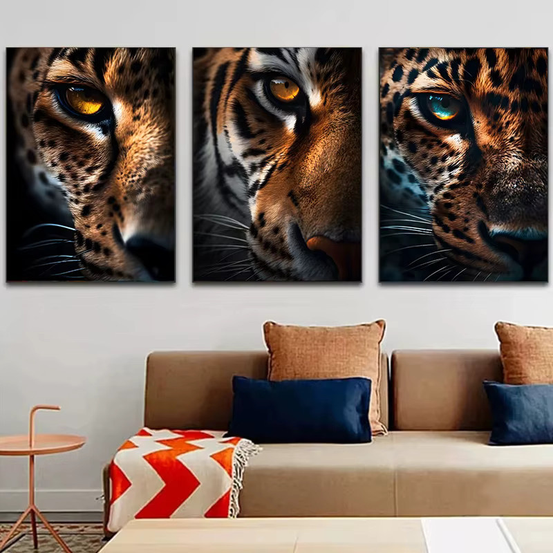 Potdemiel Wildtier Wandkunst Tiger- und Löwenaugen-Poster als Leinwanddruck in Mehrfarbig - Bild 3