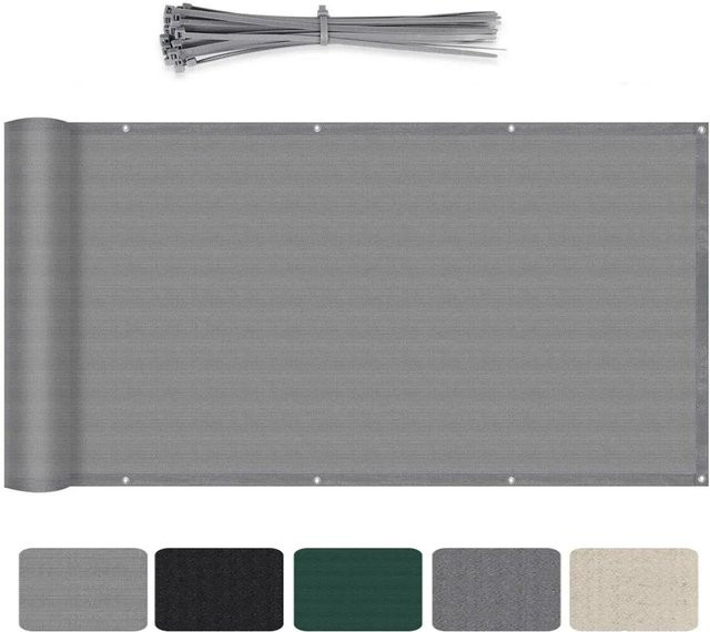 Sekey Balkonsichtschutz aus HDPE in Hellgrau Transparent mit UV-Schutz, Breite: 75 cm, Länge: 600 cm - Bild 1