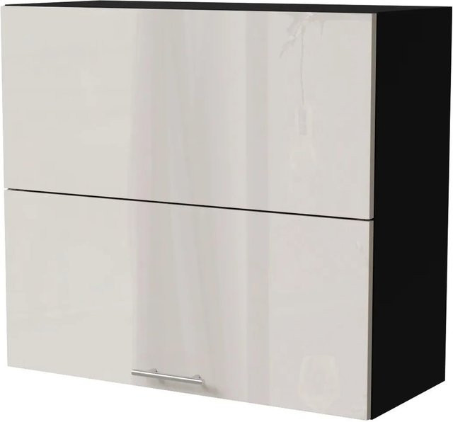 Feldmann-Wohnen Klapphängeschrank Brerra in Schwarz und Creme Hochglanz B: 80 cm, T: 32,5 cm, H: 72 cm - Bild 1