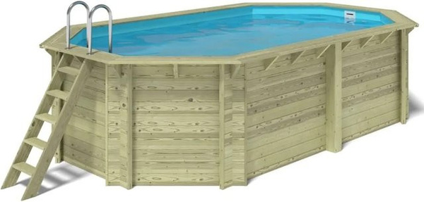 ALTANKA Holzpool Nemo achteckig aus Kiefernholz in Grün, B/T/H: 579 x 349 x 145 cm