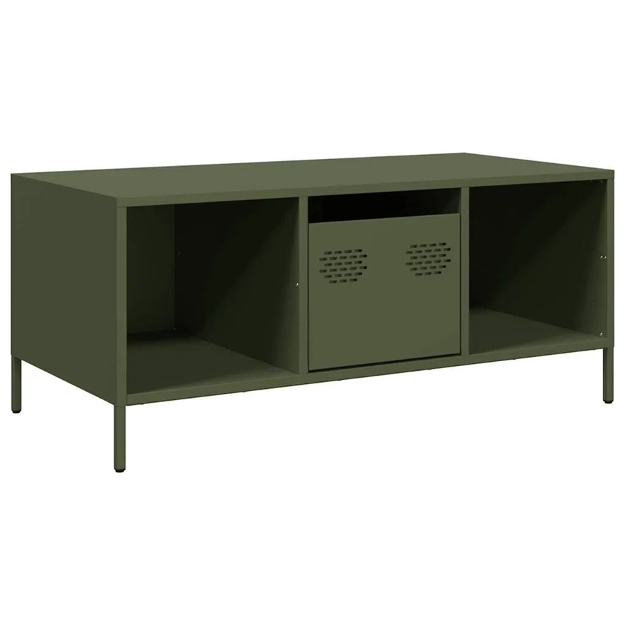 vidaXL Couchtisch in Olivgrün aus kaltgewalztem Stahl im Industrie-Stil, B/T/H: 101,5 x 50 x 43,5 cm - Bild 2