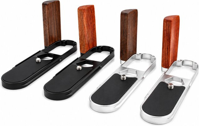 Leica M11 L-Platte Holz-Handgriff mit Arca Swiss Schnellverschluss und Stativadapter in Braun und Silber - Bild 1