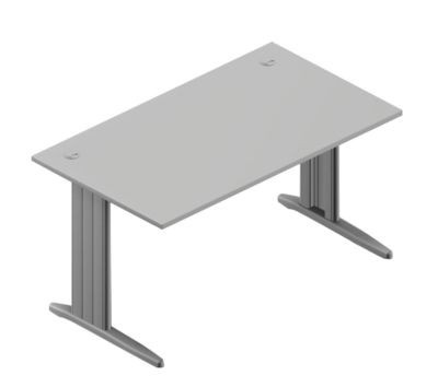 Schreibtisch Arlon-Office in Lichtgrau mit Kabeldurchlass, B/T/H: 140 x 80 x 73 cm - Bild 1
