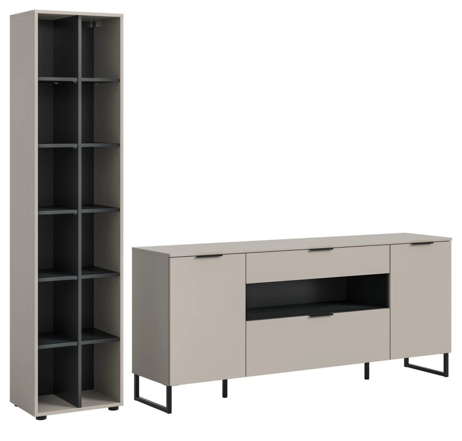 Wohnwand Morena von Inn.Furn in Kaschmir und Schwarz, Breite: 245 cm - Bild 6
