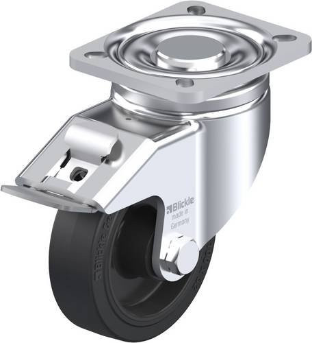 Blickle Lenkrolle LH-POEV 100XR-1-FI mit Feststeller in Schwarz und Silber, Rad-Durchmesser: 100 mm, Tragfähigkeit: 200 kg - Bild 1
