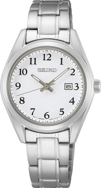 Seiko Damenuhr, Quarz, Edelstahl, 30 mm, Weiß, 10 ATM - Bild 1
