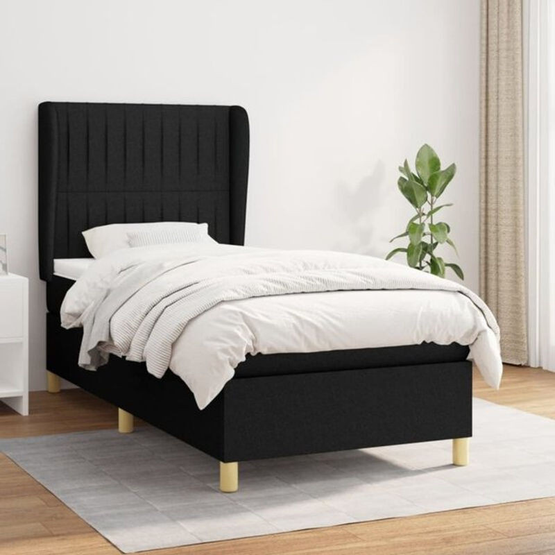 vidaxl Boxspringbett mit Matratze aus Stoff in Schwarz B: 80 cm, L: 200 cm - Bild 1