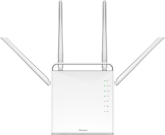 Strong Dual Band Gigabit Wireless Router 1200 mit 4-Port-Switch und WiFi 5 in Weiß