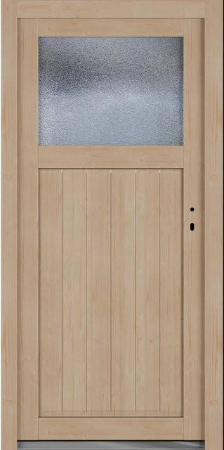 Roro Nebeneingangstür OHE 1002 aus Fichte mit Glaseinsatz, Farbe Braun/Beige, B/H: 98 x 198 cm, DIN Rechts, nach außen öffnend - Bild 1