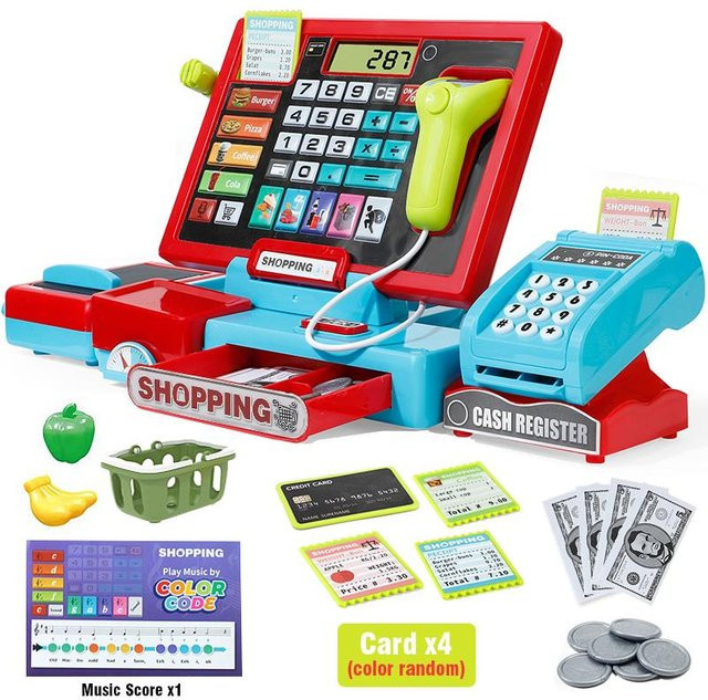 Linyi toy car Einkaufskasse Spielset, mit echtem Taschenrechner, ab 3 Jahre - Bild 1