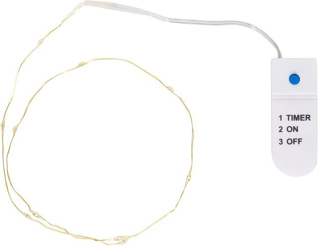 VBS Micro-LED-Lichterkette mit 10 LEDs in Gold mit Timer und goldfarbenem Draht - Bild 1