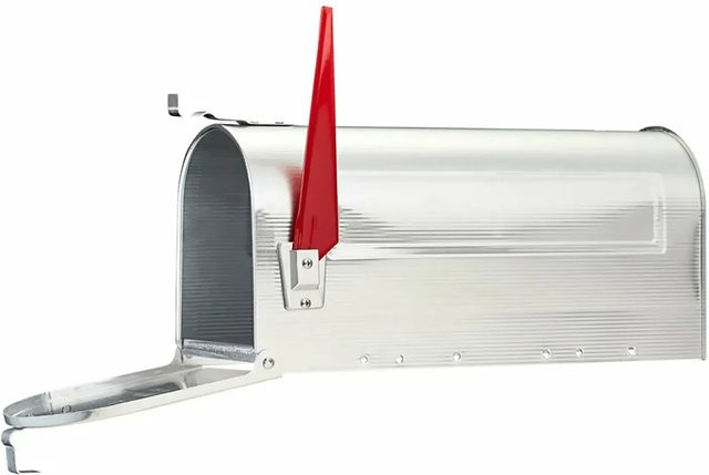 Burg Wächter US-Mailbox 892 Briefkasten aus Aluminium in Silber und Rot, B/T/H: 48,0 x 22,0 x 17,0 cm - Bild 1