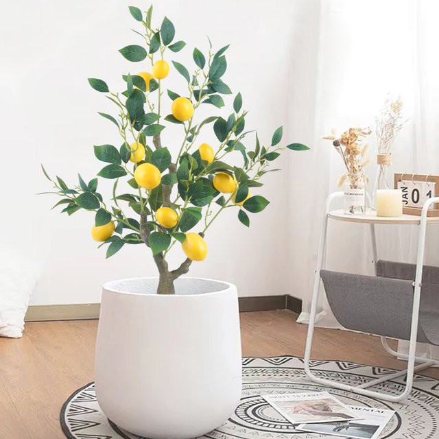 Uflower Künstlicher Zitronenbaum mit Topf als realistische Kunstpflanze für die Dekoration in Haus, Garten und Büro - Bild 1