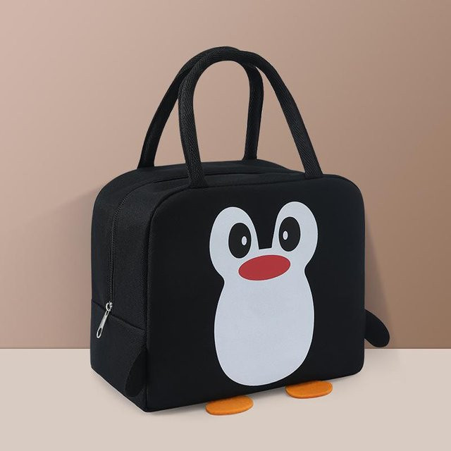 Isolierte Lunchtasche Super Six mit Pinguin-Motiv in Schwarz für Damen und Kinder als Thermotasche und Kühltasche für Picknick und Reisen - Bild 1