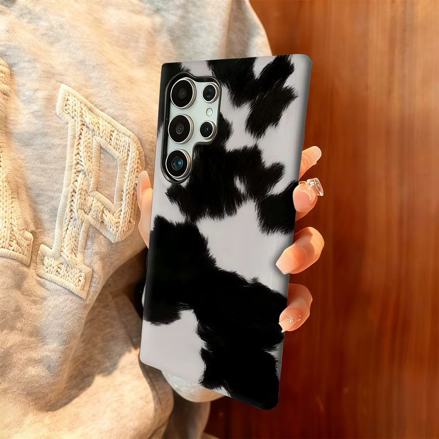 Fur Wave Monochrome Handyhülle für Samsung Galaxy S25 Ultra, S24 und S23 Ultra Plus in Schwarz, stoßfeste doppellagige Rückseite - Bild 2