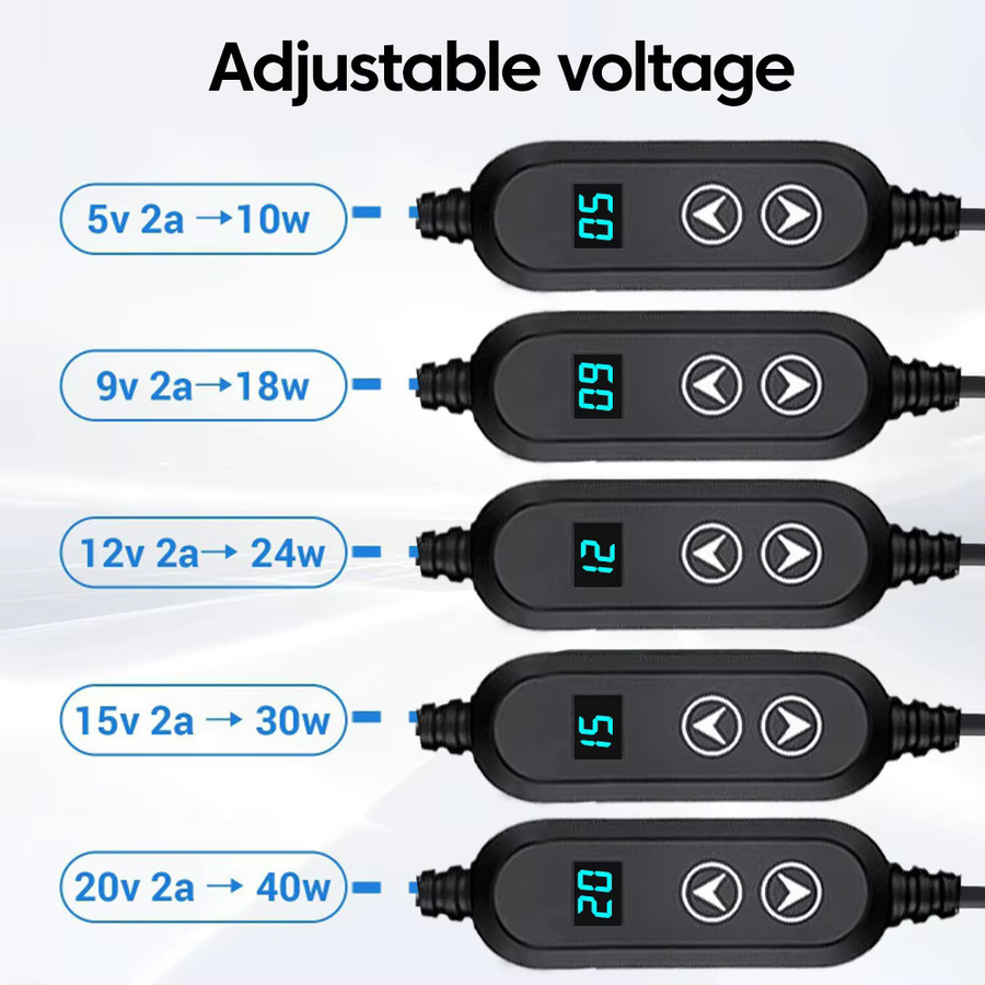 USB-C zu Auto-Zigarettenanzünder-Adapter mit einstellbarer Spannung 5V auf 12V in Schwarz - Bild 3