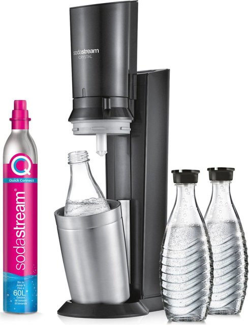 SodaStream Crystal 3.0 Wassersprudler Titan in Schwarz inklusive Quick Connect CO2-Zylinder und 3 Glaskaraffen - Bild 1