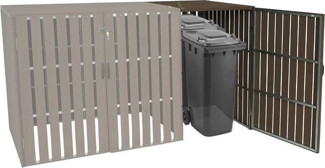 WPC Mülltonnenverkleidung Erweiterung MCW-J28 Mülltonnenbox in Holzoptik Braun, B/T/H: 115 x 76 x 100 cm - Bild 1