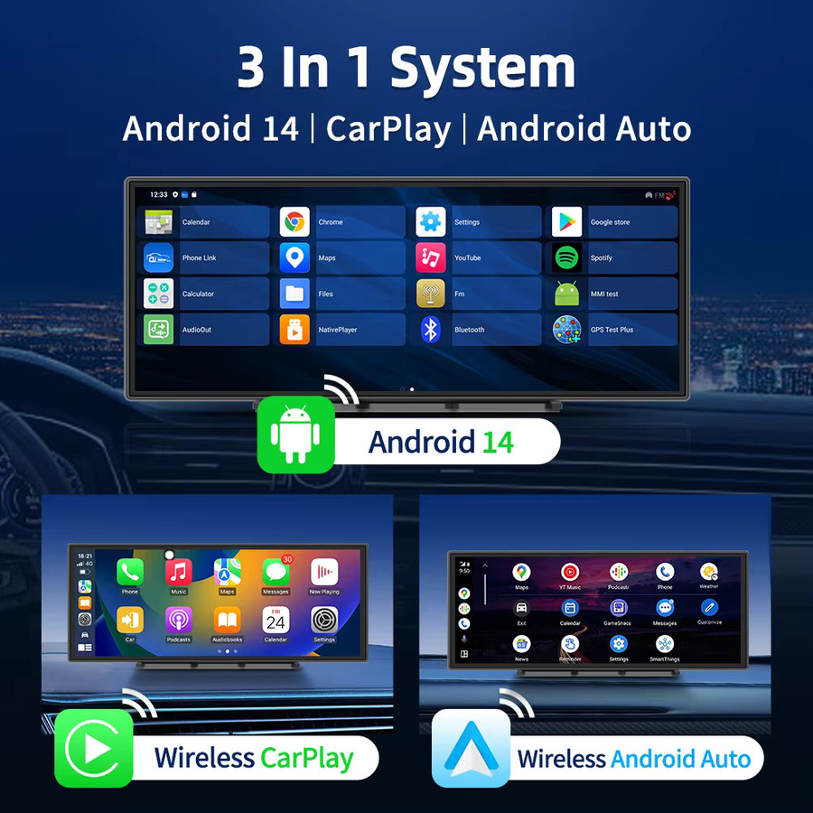 Imagebon Android 14 Dash-Kamera 11,4 Zoll mit 8 Kernen, 6+128G Speicher, CarPlay, Android Auto, Google Play, GPS-Navigation und AI Sprachsteuerung in Schwarz - Bild 3