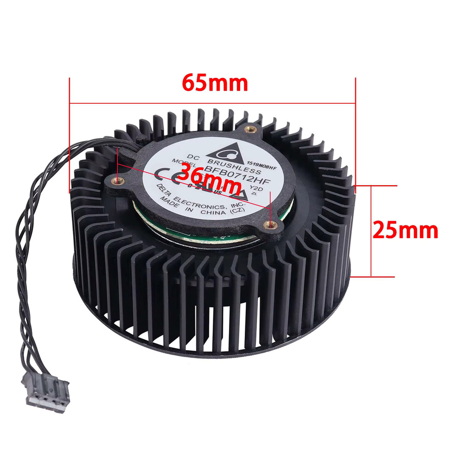 Blurolls Nevermore StealthMax kompatibler Delta BFB0712HF Turbinenlüfter für 3D-Drucker und Luftreiniger, Schwarz, B: 65 mm, T: 25 mm, 12 V - Bild 3