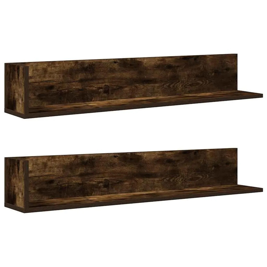vidaXL Wandregale 2er Set aus Holzwerkstoff in Räuchereiche, B/T/H: 100 x 16,5 x 16,5 cm - Bild 2