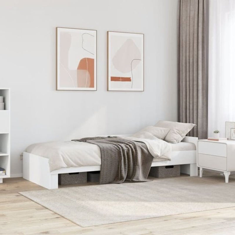 Vidaxl Einzelbett Bettgestell aus Holzwerkstoff in Weiß B/T/H: 100 x 200 cm - Bild 1