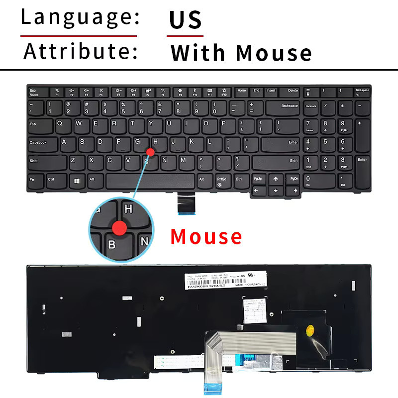 Beleuchtete Lenovo Notebook-Tastatur in Schwarz für ThinkPad T540 T540P T550 T560 P50S L540 L560 L570 W540 W541 W550S E540 E531 - Bild 2