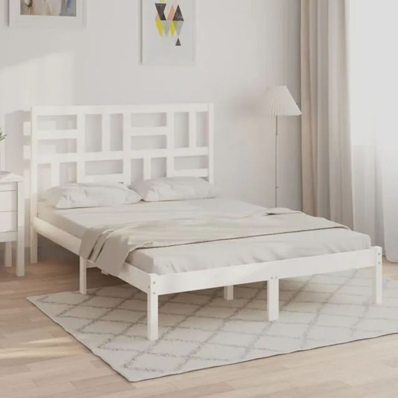 Massivholzbett aus Kiefer von Vidaxl in Weiß, Design: Modern, Landhaus oder Minimalistisch, B: 140 cm, L: 200 cm - Bild 1