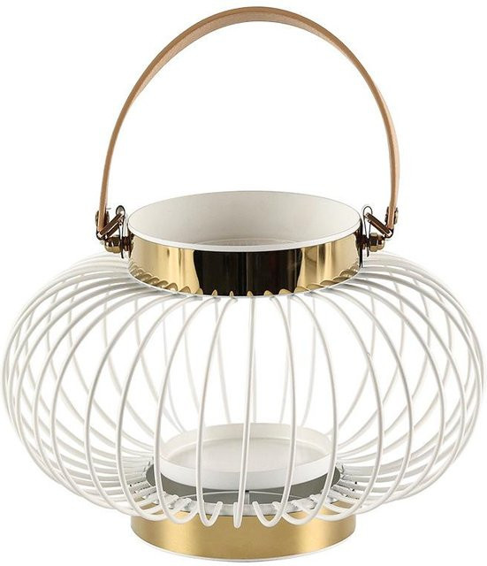 Tragbarer Kerzenständer Nordic Light Luxury aus Metall und Leder in Weiß für Teelichter und Stumpenkerzen - Bild 1