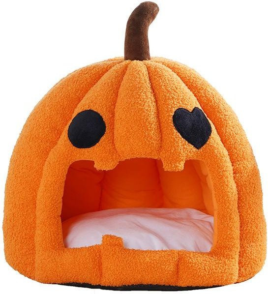 Pet happy world Halloween Kürbishaus für Katzen und Hunde, warmes Haustiernest mit Kissen in Orange - Bild 1