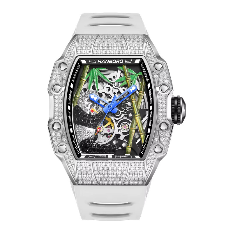 HANBORO Armbanduhr Automatik, Edelstahl, Silikon, Grün, Herren - Bild 1