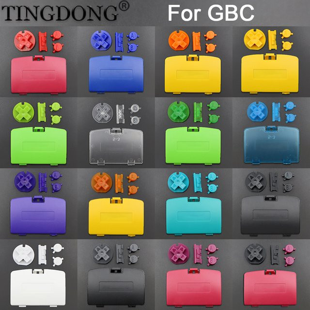 TingDong Ersatzteil-Set für Game Boy Color: Tasten-Shell und Batterieabdeckung im Retro-Design - Bild 1