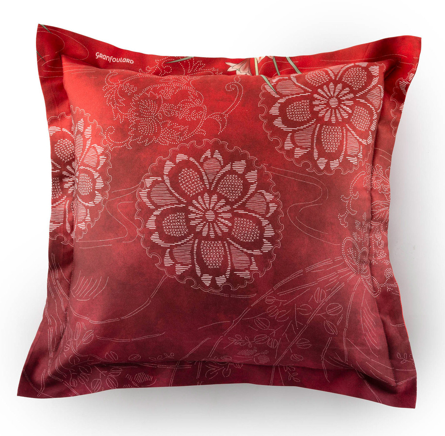 Bassetti Satin Kissenhülle ESPERIDI in Rot mit floralem Design - Bild 1
