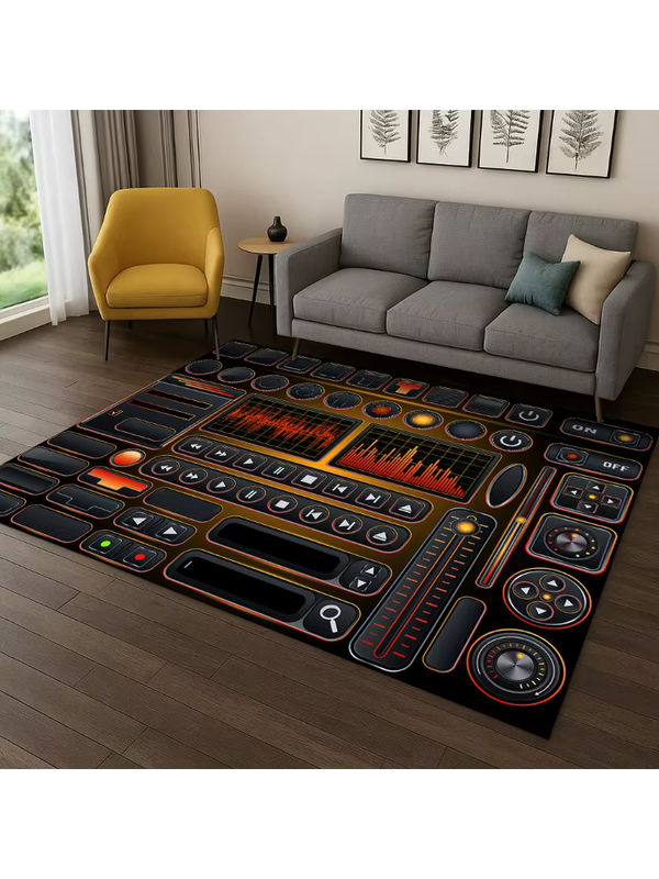 Faviora DJ Screen Record Musik Teppich, rutschfeste Bodenmatte in Multicolour für Wohnzimmer, Schlafzimmer oder Küche, Rechteckig, B/T: 60 x 40 cm - Bild 2