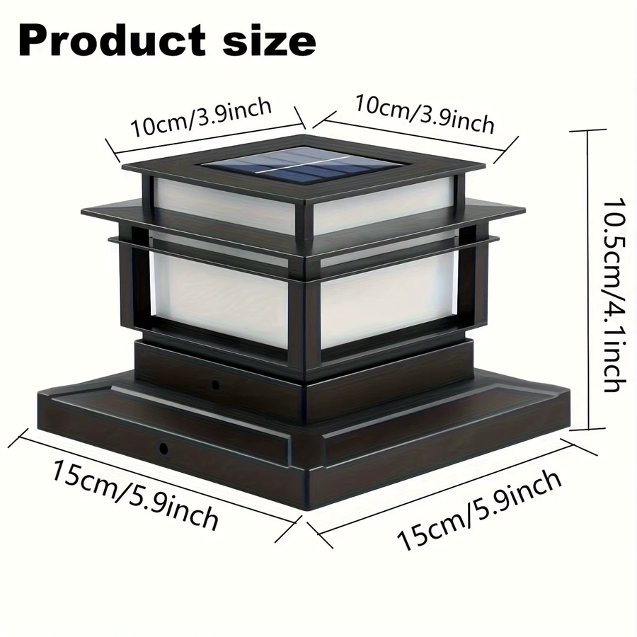 6er-Pack Solar-Säulenleuchten aus Kunststoff in Schwarz, moderne LED-Solar-Säulenlichter für Garten, Terrasse und Treppen, B/T/H: 15,0 x 10,5 x 15,0 cm - Bild 2