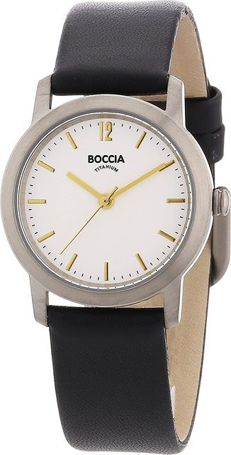 Boccia Damenuhr, Titan, Quarz, 29 mm, Leder, Weiß, 5 ATM - Bild 1