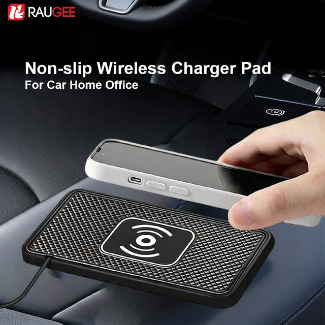 Kabelloses Auto-Ladegerät von raugee in Schwarz mit rutschfester Silikon-Ladestation für iPhone 17 16 15 14 Pro Max, Samsung S25 S24 S23 und Xiaomi - Bild 1