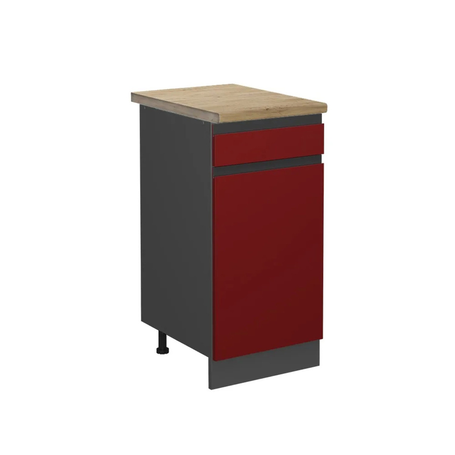 Vicco R-Line Küchenunterschrank Schubladenschrank in Rot/Anthrazit mit Eiche-Optik, Breite: 40 cm - Bild 2