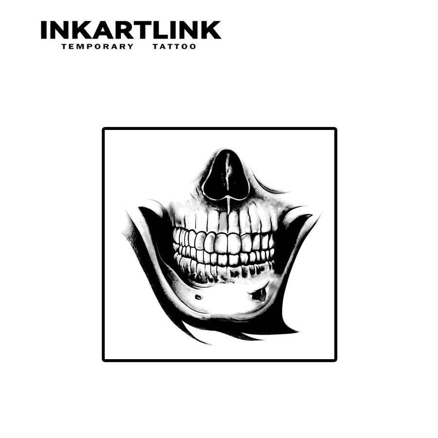 INKARTLINK Temporäres Totenkopf-Tattoo, wasserfest, semi-permanent - Bild 3