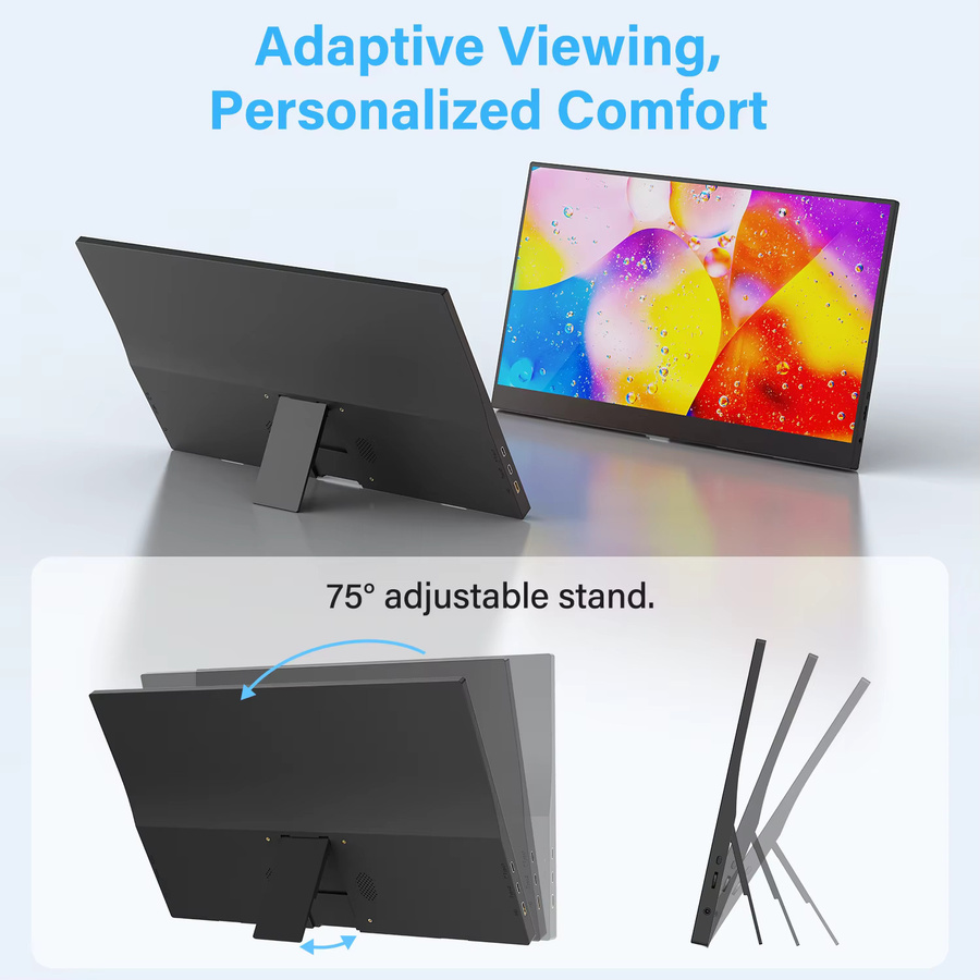 Amoudo Tragbarer Monitor 15,6 Zoll Full HD IPS LCD Display in Schwarz mit USB-C und Mini HDMI sowie VESA-Halterung - Bild 5