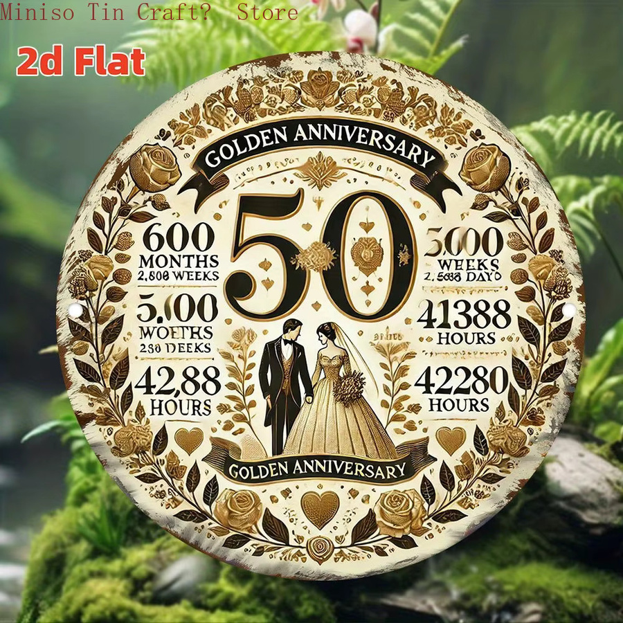 Rundes Metallschild Potdemiel mit floralem Design und rustikalem Distressed-Finish für deine Wanddekoration, Durchmesser: 20 cm - Bild 4