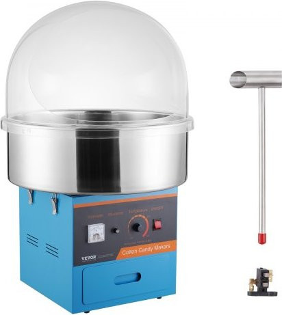 VEVOR Elektrische Zuckerwattemaschine mit 1 kW Leistung, Kommerzielle Zuckerwattegeräte mit Edelstahlschüssel, Abdeckung, Zuckerschaufel und Schublade, Blau - Bild 1