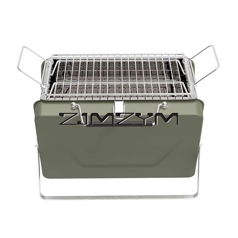 ZJMZYM Faltbarer Barbecue-Grill in Grün mit höhenverstellbarem Rost für Camping und Picknick - Bild 3
