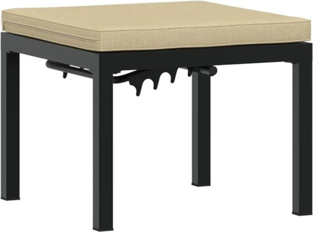 vidaXL Gartenhocker mit Kissen aus pulverbeschichtetem Stahl in Schwarz und Taupe - Bild 1