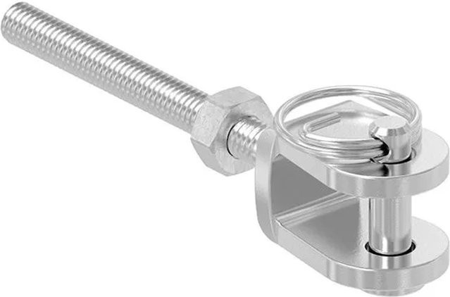 FeNau Gabelterminal aus Edelstahl V4A in Silber mit Außengewinde M4 Links, B/T/H: 180 x 180 x 140 mm - Bild 1