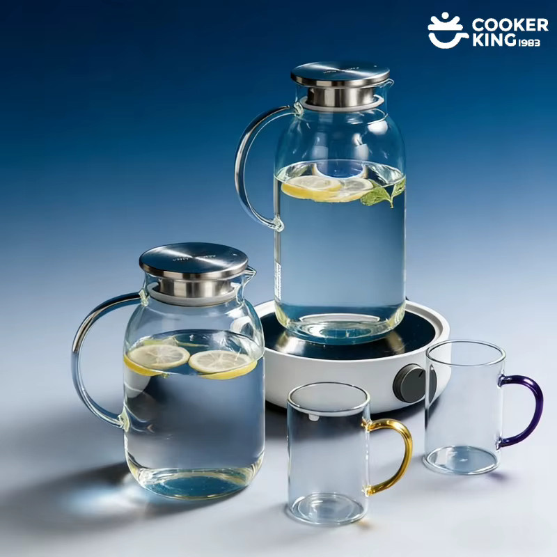 Cooker King Glas-Wasserflasche aus Borosilikatglas, transparent, 1,8 l oder 2,5 l - Bild 3