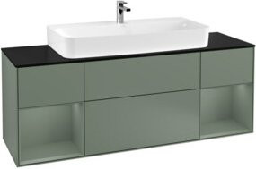 V&B Waschtischunterschrank Finion mit Wandbeleuchtung, Breite: 160 cm, Tiefe: 50,1 cm, Höhe: 50,1 cm, lackiert in Olivgrün - Bild 1