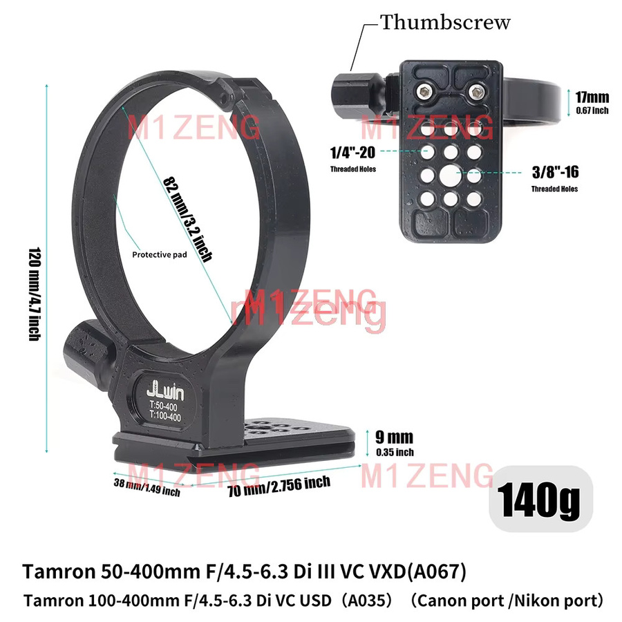 Tamron Schnellwechsel-Stativring für Objektive Tamron 100-400mm und Tamron 50-400mm F/4.5-6.3 Di III VC VXD A067 in Schwarz - Bild 3